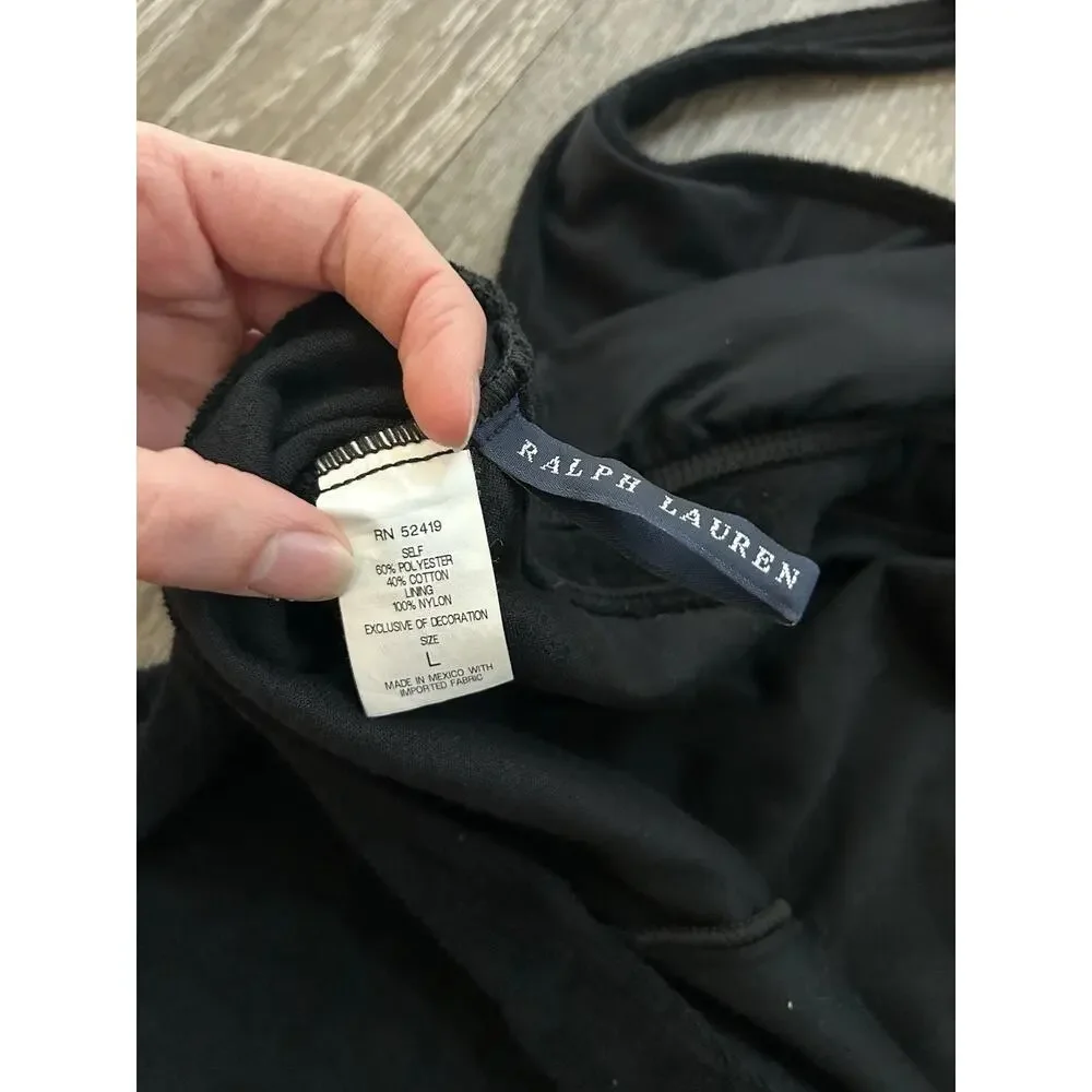 VTG Ralph Lauren Black Terry Halter Dress L Cover Up tennis Beach Club Preppy - Picture 12 of 16